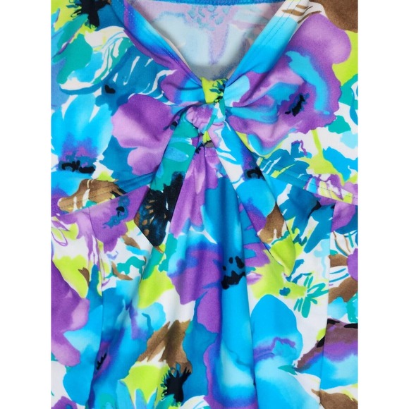 Ocean Dream Signature Tropical Floral Print Swim Dress Size 16 Womens Plus - Picture 2 of 5